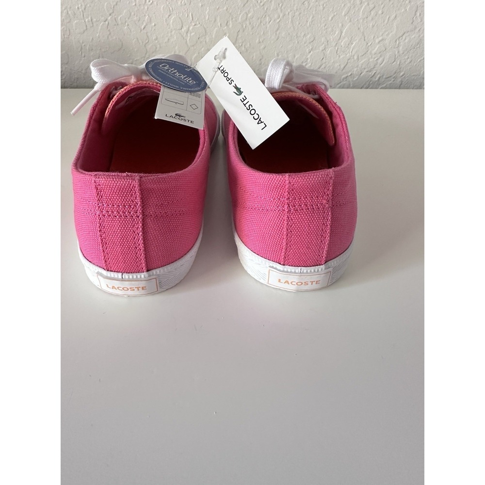 Lacoste Sport Marcel Big Kids Girls White/Pink Canvas Sneakers Size 4 Ortholite - Picture 3 of 6